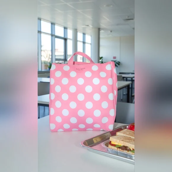 Kate Spade Pink & White Polka Dot Insulated Lunch Tote - Picture 10 of 12